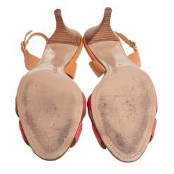 Pre Owned Hermés Brown/Pink Leather Night Slingback Sandals Size 40