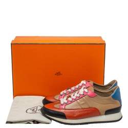 Pre Owned Hermes Multicolor Leather Trial Low Top Sneakers Size 36