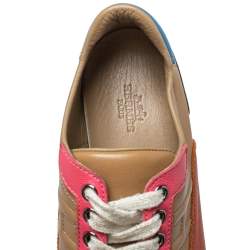 Pre Owned Hermes Multicolor Leather Trial Low Top Sneakers Size 36