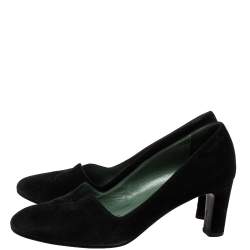 Hermes Black Suede Slip On Block Heel Pumps Size 38