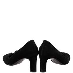Hermes Black Suede Slip On Block Heel Pumps Size 38