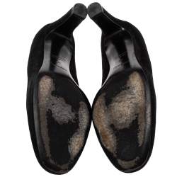 Hermes Black Suede Slip On Block Heel Pumps Size 38