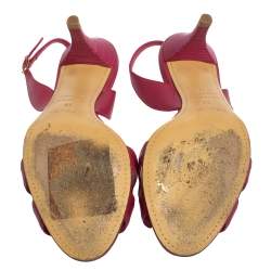 Pre Owned Hermes Pink Leather Night Slingback Sandals Size 36