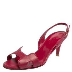 Pre Owned Hermes Pink Leather Night Slingback Sandals Size 36