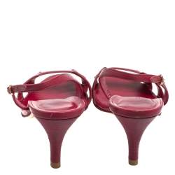 Pre Owned Hermes Pink Leather Night Slingback Sandals Size 36