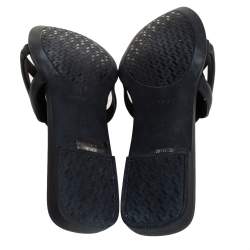 Hermes Black Rubber Aloha Flat Slides Size 39