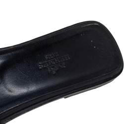 Hermes Black Printed Canvas Oran Sandals Size 37