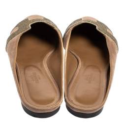 Pre Owned Hermes Beige Suede Roxane Flat Mule Sandals Size 40