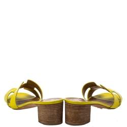 Hermes Yellow Patent Leather Oasis Sandals Size 39.5