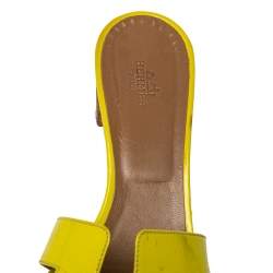 Hermes Yellow Patent Leather Oasis Sandals Size 39.5