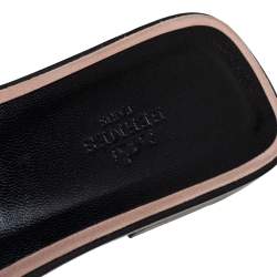 Pre Owned Hermes Beige Glitter Oran Flat Slides Size 37.5