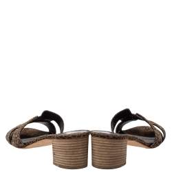 Pre Owned Hermès Brown Suede Leopard Print Oasis Sandals Size 39