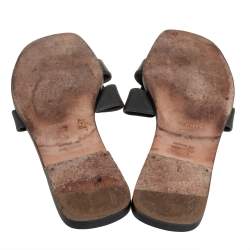 Pre Owned Hermés Grey Leather Oran Flat Slides Size 41.5 