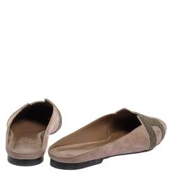 Pre Owned Hermes Pink Suede and Crystal Powder Nice Mule Flats Size 39