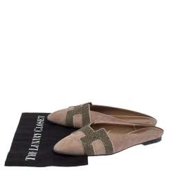 Pre Owned Hermes Pink Suede and Crystal Powder Nice Mule Flats Size 39