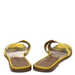 Pre Owned Hermes Yellow Patent Leather Oran Sandals Size 36