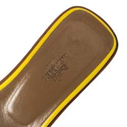 Pre Owned Hermes Yellow Patent Leather Oran Sandals Size 36