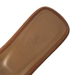 Pre Owned Hermes Brown Leather Oran Flat Sandals Size 37