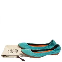 Hermes Blue Suede Ballet Flats Size 39