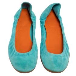 Hermes Blue Suede Ballet Flats Size 39