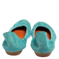 Hermes Blue Suede Ballet Flats Size 39