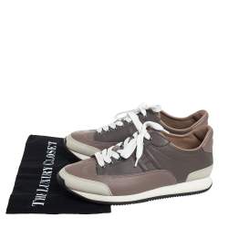 Pre Owned Hermes Grey/Beige Leather Trial Low Top Sneakers Size 40