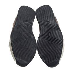 Pre Owned Hermes Grey/Beige Leather Trial Low Top Sneakers Size 40