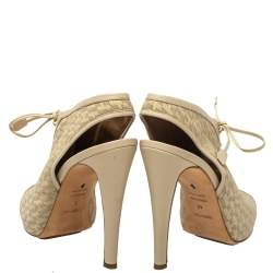 Hermes Beige Perforated Leather Garrigue Peep Toe Booties Size 40
