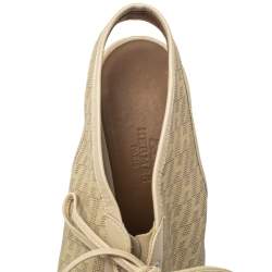 Hermes Beige Perforated Leather Garrigue Peep Toe Booties Size 40