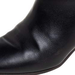 Pre Owned Hermes Black Leather Knee Length Boots Size 38