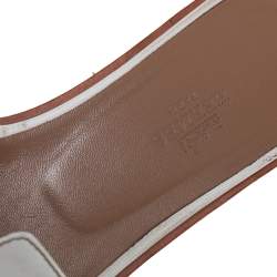 Pre Owned Hermes White Leather Oran Sandals Size 36