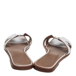 Pre Owned Hermes White Leather Oran Sandals Size 36