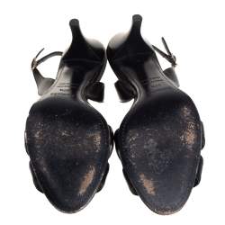 Pre Owned Hermes Black Leather Night Sandals Size 37.5