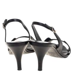 Pre Owned Hermes Black Leather Night Sandals Size 37.5