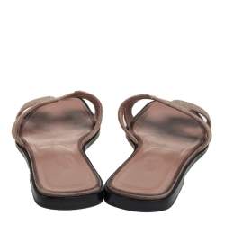 Pre Owned Hermes Beige Glitter Oran Sandals Size 36