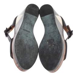 Pre Owned Hermes Dark Brown Leather D'Orsay Wedge Sandals Size 39