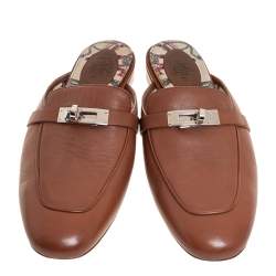 مملوكة مسبقًا حذاء فلات مول هيرمس كيلي جلد بني مقاس 39