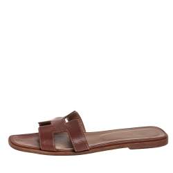 Hermès Brown Leather Oran Sandals Size 40
