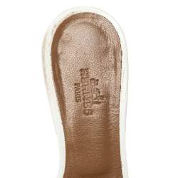 Pre Owned Hermes White Leather Oasis Slide Sandals Size 35