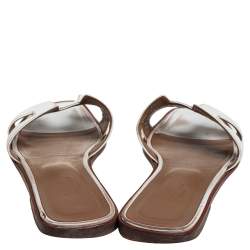 Hermes White Leather Oran Flats Size 39