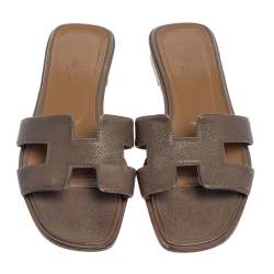 Pre Owned حذاء فلات هيرمس أوران جلد بني مقاس 36