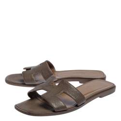 Pre Owned حذاء فلات هيرمس أوران جلد بني مقاس 36