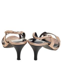 Pre Owned Hermes Metallic Bronze Leather Night Slingback Sandals Size 37