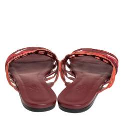 Hermes Multi Rouge Suede D'ancre Chaine Slide Sandals Size 37