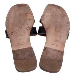 Hermes Black Leather Oran Sandals Size 38