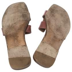 Hermes Beige Patent Leather Oran Flats Size 40.5