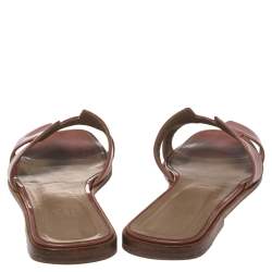Hermes Beige Patent Leather Oran Flats Size 40.5
