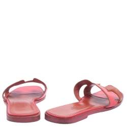 Pre Owned Hermes Two Tone Leather Oran Flats Size 36