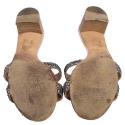 Pre Owned Hermes Metallic Python Leather Oasis Slide Sandals Size 39.5