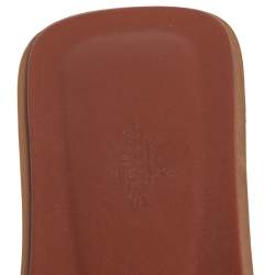 Pre Owned Hermes Brown Leather Oran Sandals Size 37.5